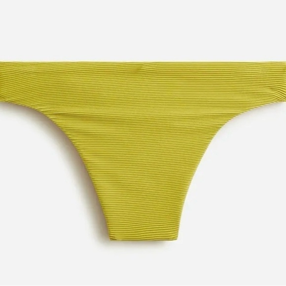 NWT J. Crew Ribbed High Rise Cheeky Bikini Bottom Chartreuse Green Sz XXS - Picture 1 of 16